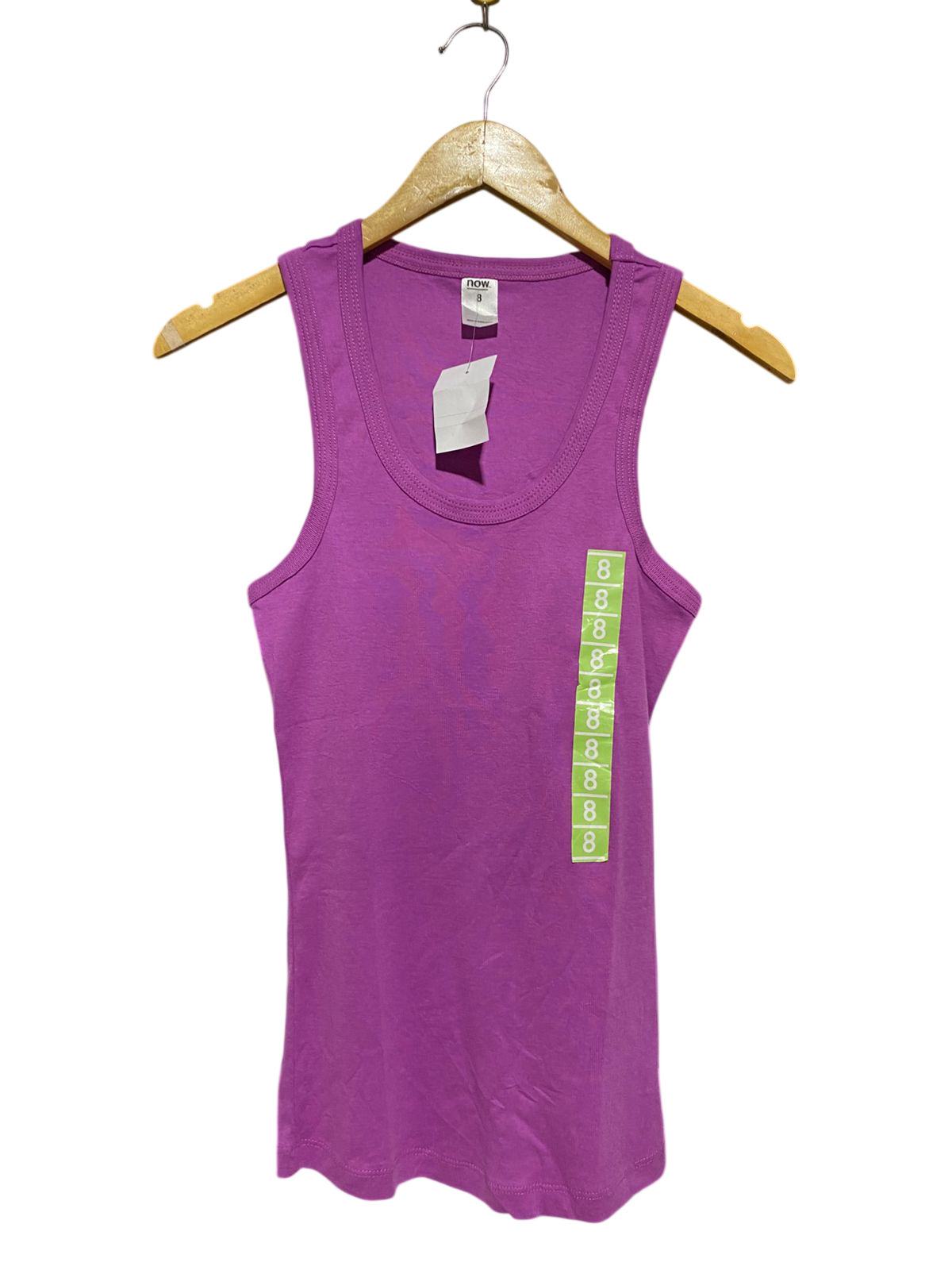 NOW |XS| BUST 13| B41| PURPLE FINE RIBBED SCOOP NECK CASUAL RACERBACK TANK TOP