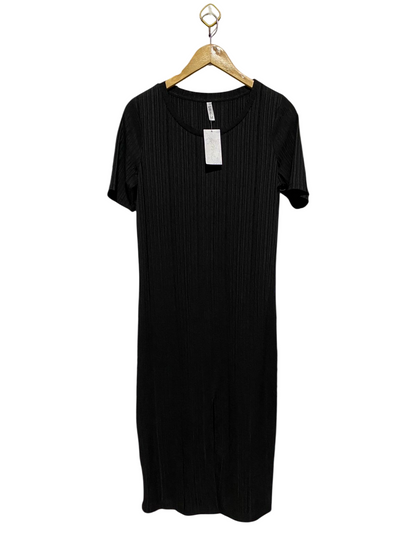 & ME |M| BUST 14| B41| BLACK RIBBED SHORT SLEEVE CREWNECK BODYCON MIDI DRESS