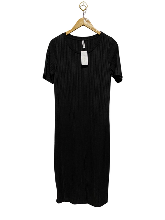 & ME |M| BUST 14| B41| BLACK RIBBED SHORT SLEEVE CREWNECK BODYCON MIDI DRESS