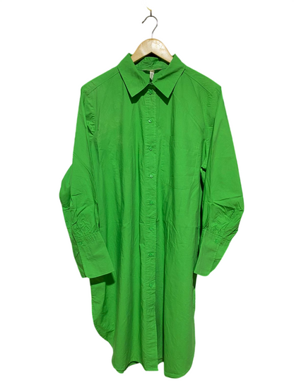 H&M |XL| BUST 24| B42| RIGHT GREEN LONG SLEEVE OVERSIZED BUTTON DOWN SHIRT DRESS BLOUSE WITH POCKET
