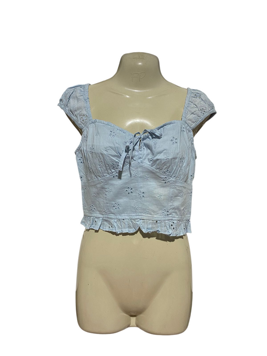 JAY JAYS |XS| BUST 17| B42| COTTAGECORE TIE-FRONT CAP SLEEVE BLOUSE