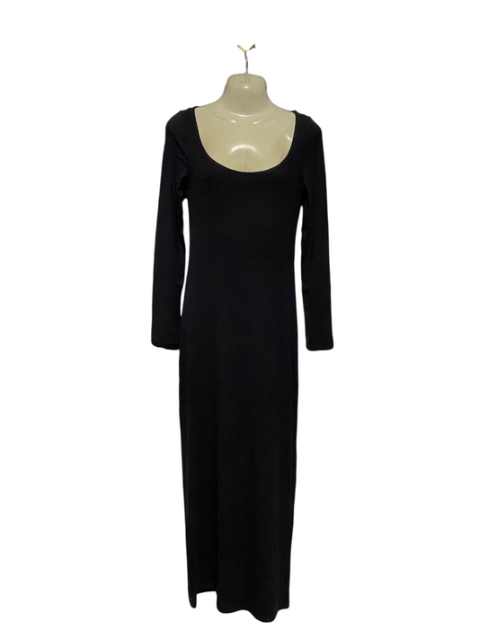 SUPRE |M| BUST 16| B42| BLACK SCOOP NECK LONG SLEEVE MAXI BODYCON DRESS
