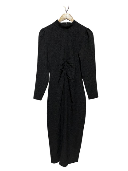 SEED |M| BUST 16| B42| BLACK MOCK NECK RUCHED LONG SLEEVE BODYCON MIDI DRESS