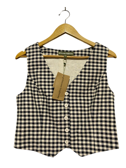 PRINCESS HIGHWAY |M| BUST 18| B42| BLACK AND WHITE GINGHAM BUTTON-UP VEST