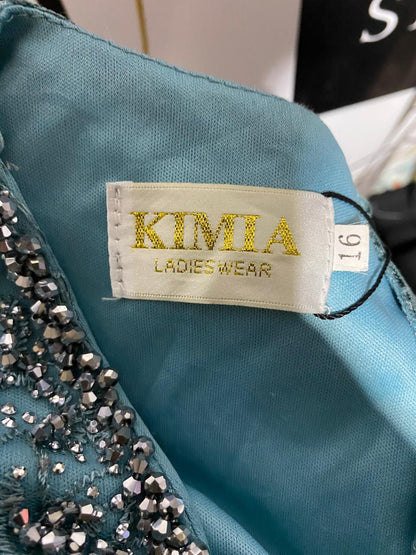 KIMIA |L| BUST 19| B42| LUXURY EMBELLISHED AQUA BLUE LONG SLEEVE MAXI GOWN