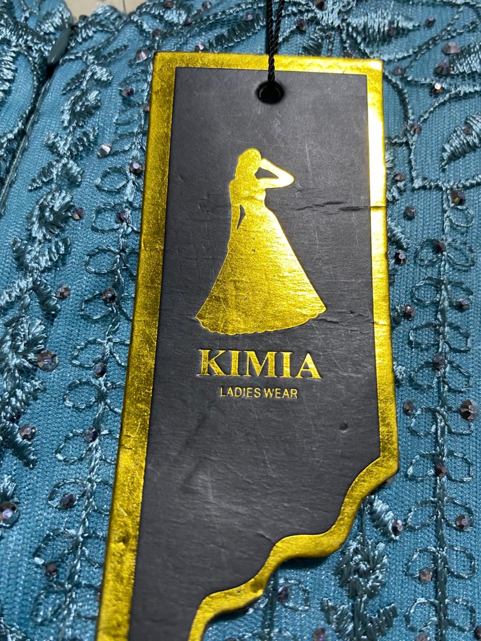 KIMIA |L| BUST 19| B42| LUXURY EMBELLISHED AQUA BLUE LONG SLEEVE MAXI GOWN