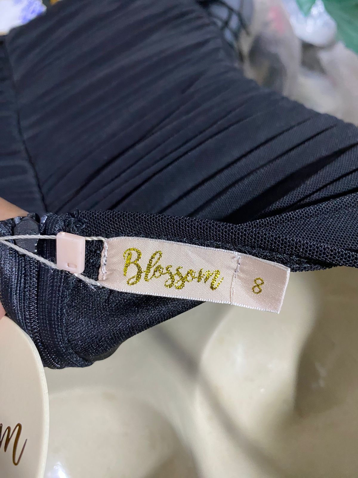BLOSSOM |M| BUST 16| B42| BLACK RUCHED SPAGHETTI STRAP BODYCON MINI DRESS