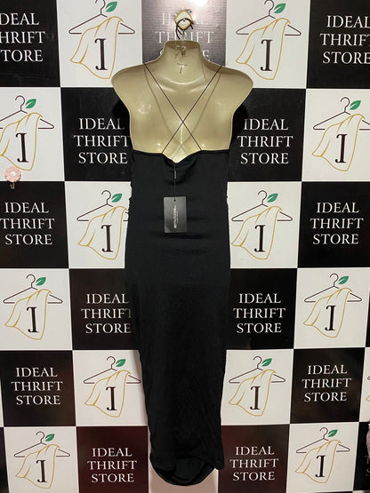 PRETTYLITTLE THING |M| BUST 16| B42| BLACK COWL NECK RUCHED SPAGHETTI STRAP MAXI DRESS