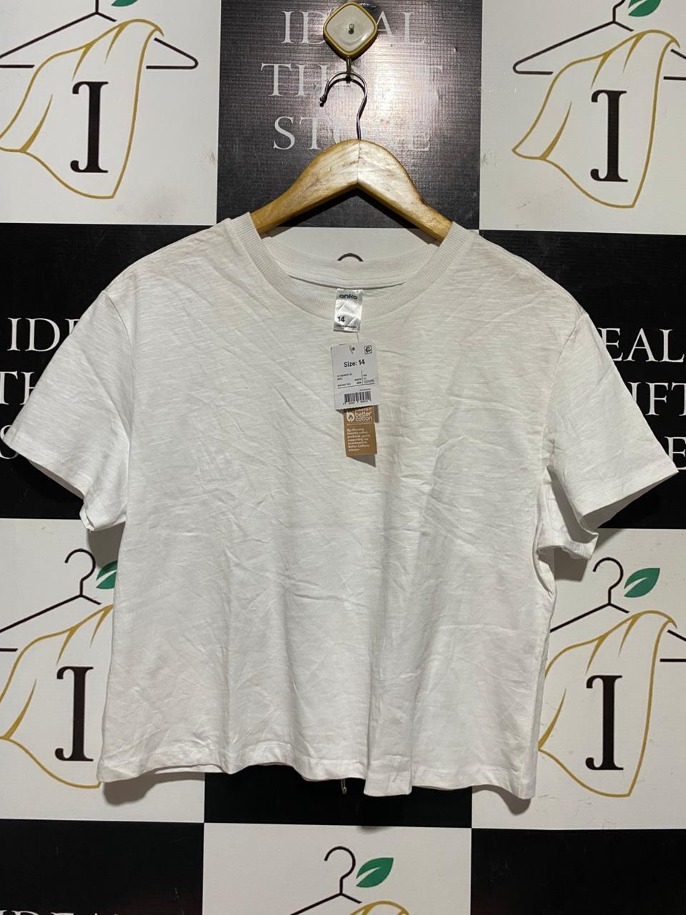 ANKO |L| BUST 20| B42| CLASSIC WHITE SHORT SLEEVE CROP T-SHIRT