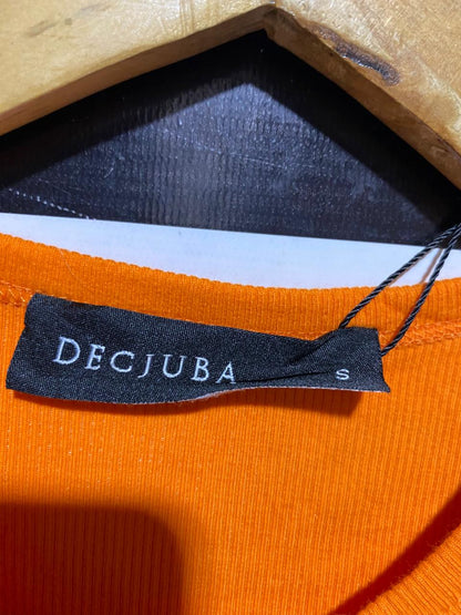 DECJUBA |S| BUST 14| B42| BRIGHT ORANGE RIBBED HENLEY SLEEVELESS TANK TOP