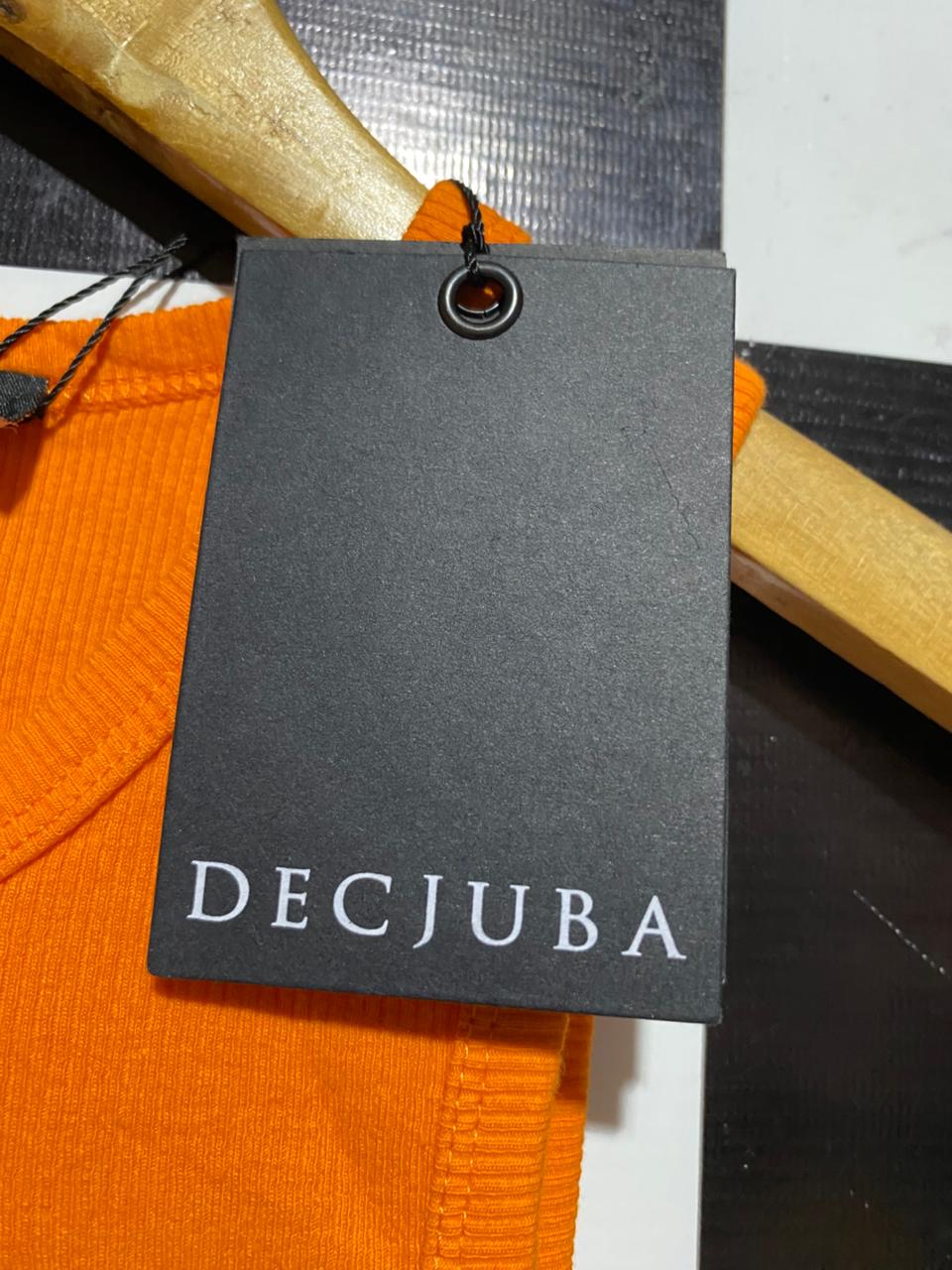 DECJUBA |S| BUST 14| B42| BRIGHT ORANGE RIBBED HENLEY SLEEVELESS TANK TOP