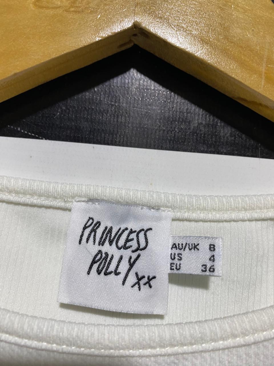 PRINCESS POLLY |S| BUST 13| B42| WHITE RIBBED SLEEVELESS CROP TANK TOP
