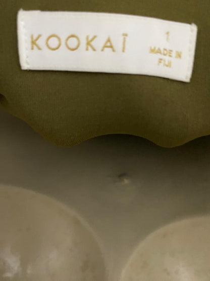 KOOKAI |M| BUST 16| B42| OLIVE GREEN RIBBED KNIT SPAGHETTI STRAP V-NECK MIDI DRESS