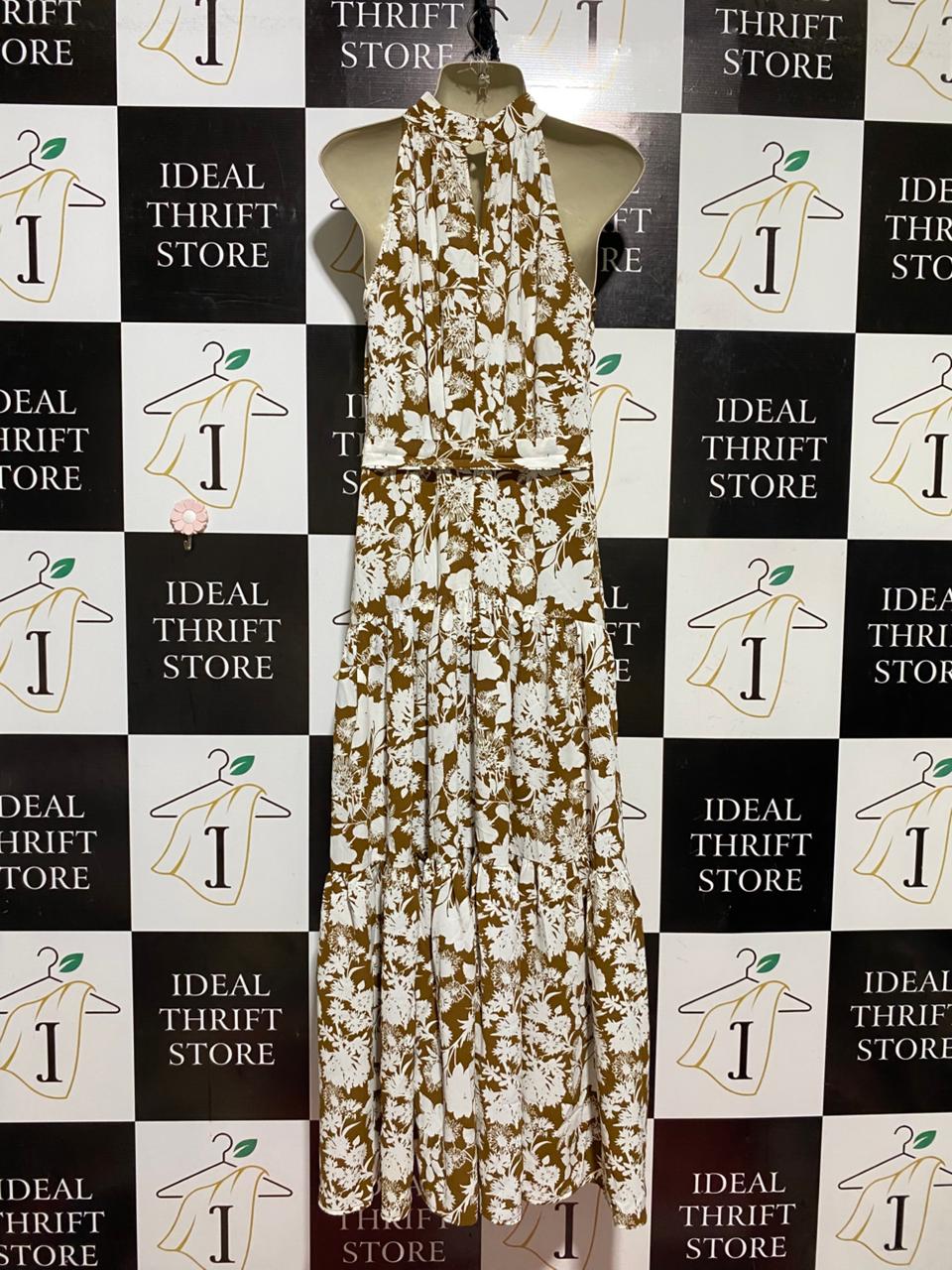 THANNE |M| BUST 18| B42| BOHO FLORAL PRINT HALTER MAXI DRESS