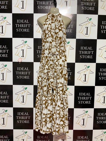 THANNE |M| BUST 18| B42| BOHO FLORAL PRINT HALTER MAXI DRESS