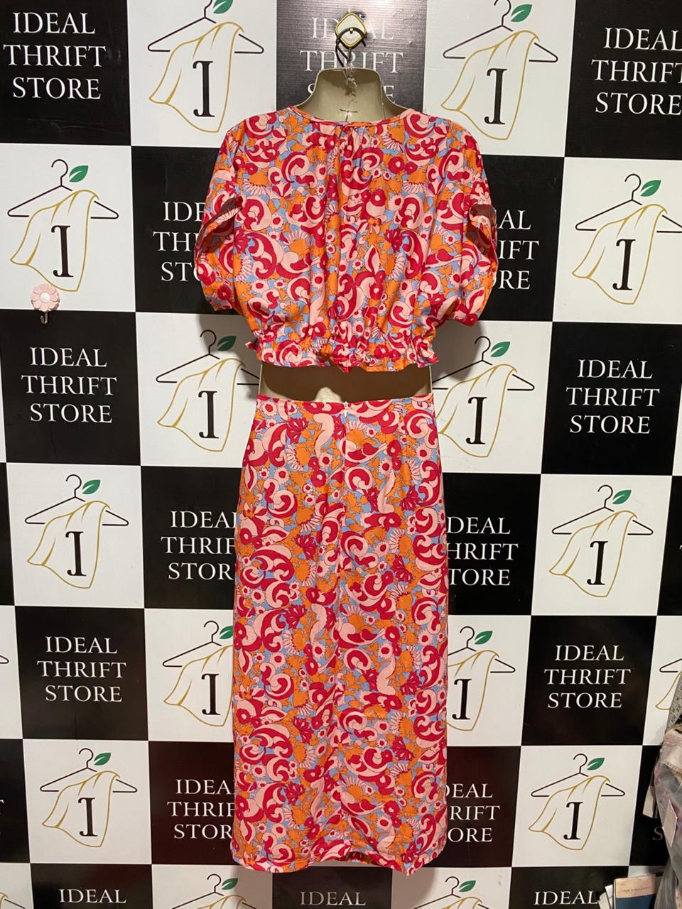 |S| B42| CROP TOP & RUCHED MAXI SKIRT TWO-PIECE RESORT SET