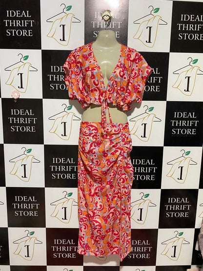 |S| B42| CROP TOP & RUCHED MAXI SKIRT TWO-PIECE RESORT SET