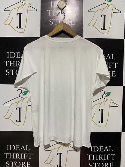 UNIQLO |XS| BUST 21| B42| WOMEN'S AIRISM WHITE SHORT SLEEVE OVERSIZED CREWNECK T-SHIRT BLOUSE