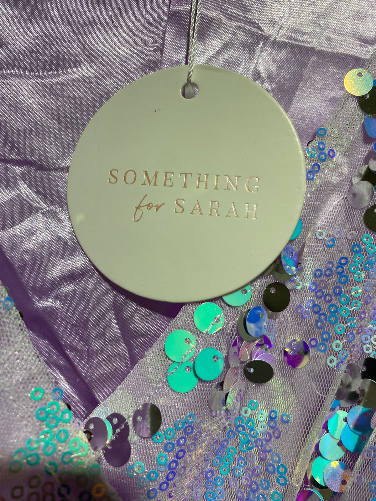 SOME THING SARAH |M| BUST 17| B42| PURPLE SEQUIN SURPLICE FAUX WRAP PARTY MINI DRESS