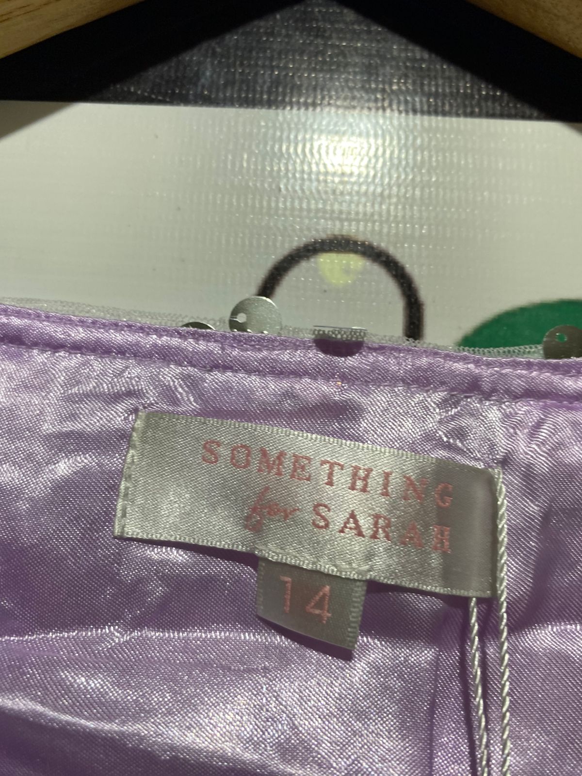 SOME THING SARAH |M| BUST 17| B42| PURPLE SEQUIN SURPLICE FAUX WRAP PARTY MINI DRESS