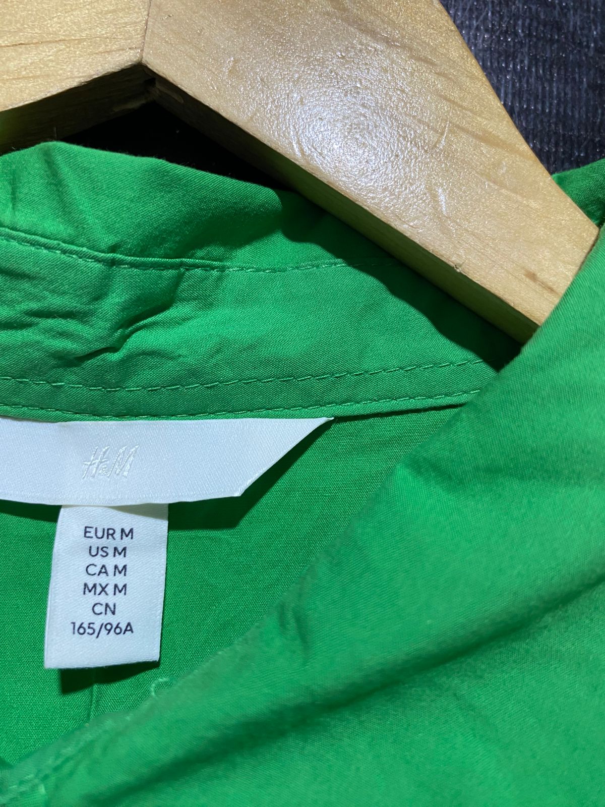 H&M |XL| BUST 24| B42| RIGHT GREEN LONG SLEEVE OVERSIZED BUTTON DOWN SHIRT DRESS BLOUSE WITH POCKET