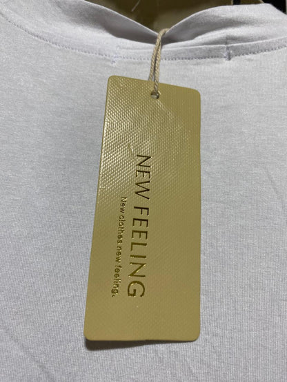 NEW FEELING |M| BUST 18| B42| WHITE LONG PUFF SLEEVE CREWNECK STATEMENT T-SHIRT BLOUSE TOP