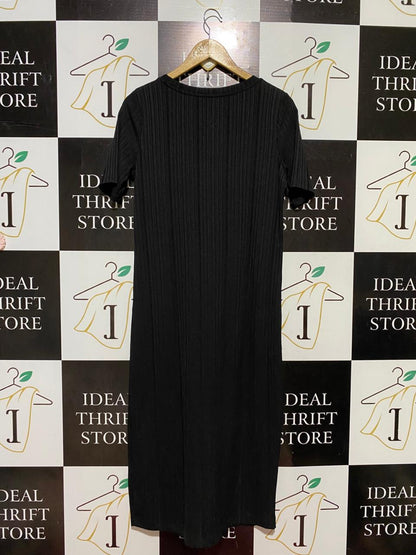 & ME |M| BUST 14| B41| BLACK RIBBED SHORT SLEEVE CREWNECK BODYCON MIDI DRESS