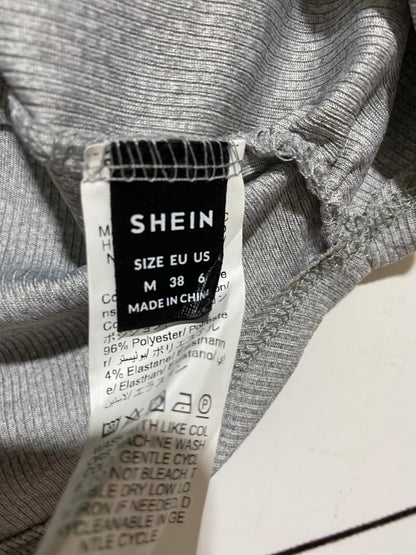 SHEIN |M| BUST 14 | B41| HEATHER GRAY RIBBED SLEEVELESS SCOOP NECK RUFFLED SIDE TANK TOP BLOUSE