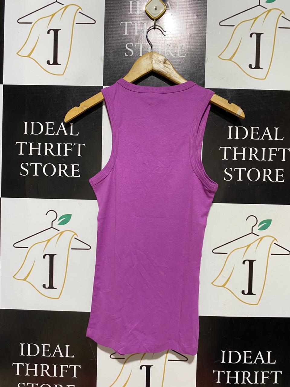NOW |XS| BUST 13| B41| PURPLE FINE RIBBED SCOOP NECK CASUAL RACERBACK TANK TOP