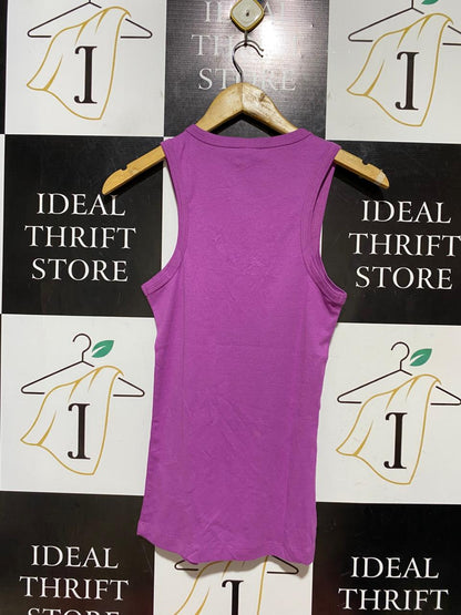 NOW |XS| BUST 13| B41| PURPLE FINE RIBBED SCOOP NECK CASUAL RACERBACK TANK TOP
