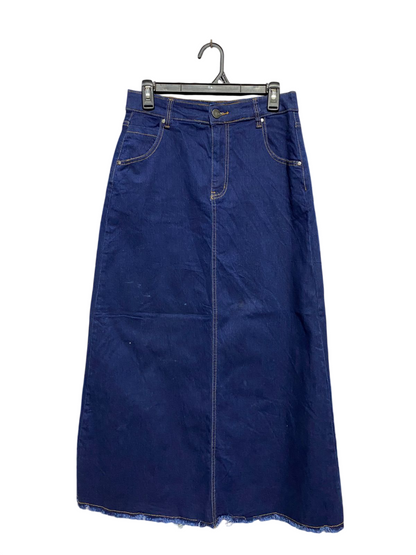 WAKEE |L| WAIST 29| B42| WOMEN'S DARK WASH DENIM MAXI SKIRT