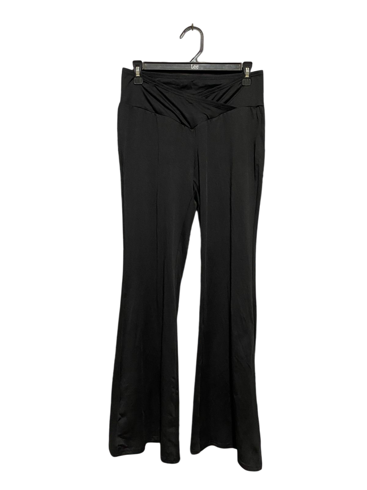 SHEIN |L| WAIST 28| B42| BLACK CROSSOVER V-WAIST FLARED PANTS - HIGH-RISE YOGA BELL BOTTOMS