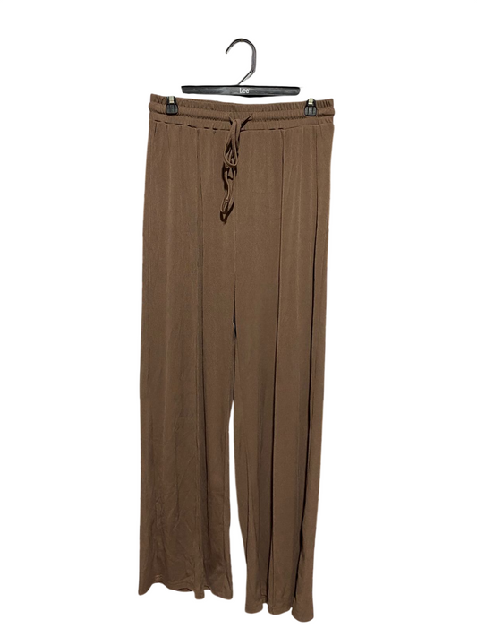 SHEIN |M| WAIST 28| B42| BROWN RIBBED WIDE-LEG LOUNGE PANTS