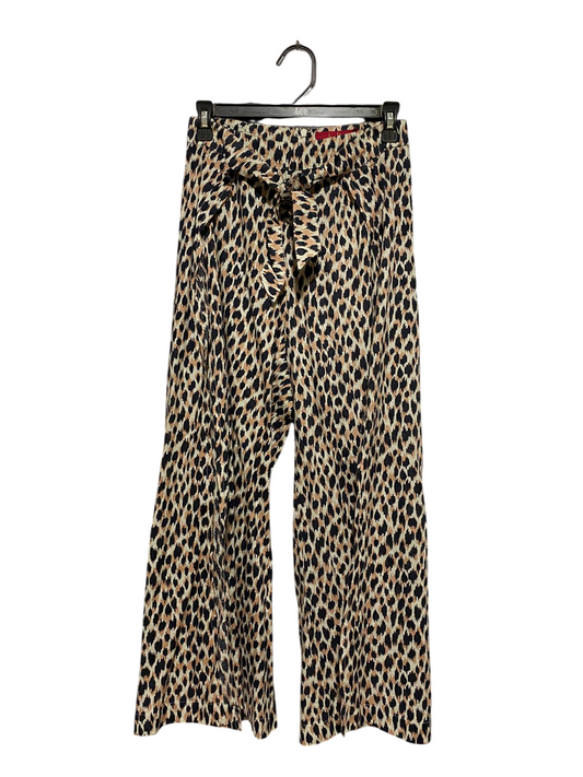 TIGERLILY |S| WAIST 26| B42| LEOPARD PRINT HIGH-WAISTED WIDE-LEG PANTS WITH TIE BELT