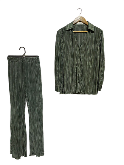 SHOW PO |XS| B42| BUTTON-DOWN LONG SLEEVE SHIRT & WIDE-LEG PANTS CO-ORD