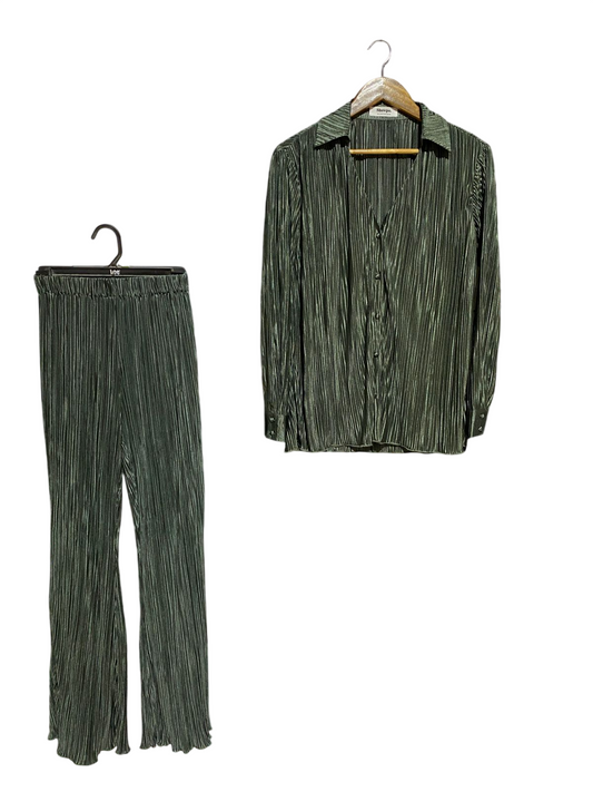 SHOW PO |XS| B42| BUTTON-DOWN LONG SLEEVE SHIRT & WIDE-LEG PANTS CO-ORD