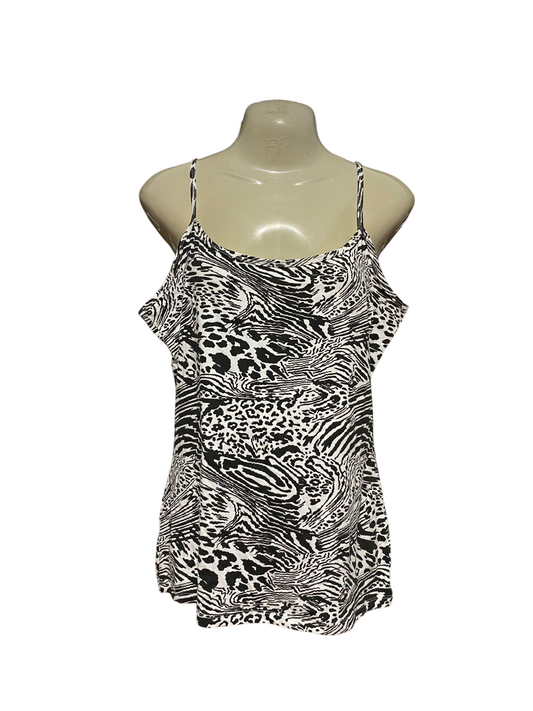 PEP & CO |L| BUST 19| B42| BLACK AND WHITE LEOPARD ZEBRA MIXED ANIMAL PRINT CAMISOLE TANK TOP