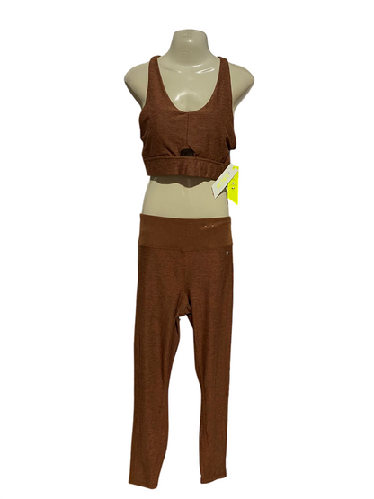 GEORGE |M| B42| BROWN HEATHERED TWO PIECE ATHLETIC SET SPORTS BRA HIGH WAISTED LEGGINGS