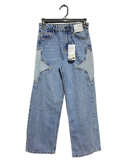 PRIMARK |S| WAIST 26| B42| LIGHT WASH DENIM STAR PATCH WIDE LEG JEANS MID RISE PANTS