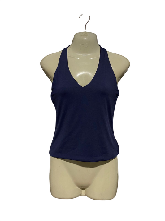 SUPRE |S| BUST 16| B43| NAVY BLUE V-NECK HALTER TANK TOP SLEEVELESS ACTIVEWEAR CASUAL SHIRT