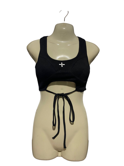 SMFK |S| BUST 15| B43| BLACK CUTOUT MIDRIFF FRONT TIE SPORTS BRA CROPPED TANK TOP BRALETTE