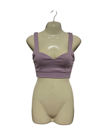 ZARA |M| BUST 13| B43| MAUVE LILAC RIBBED SWEETHEART BUSTIER CROP TANK TOP BRALETTE