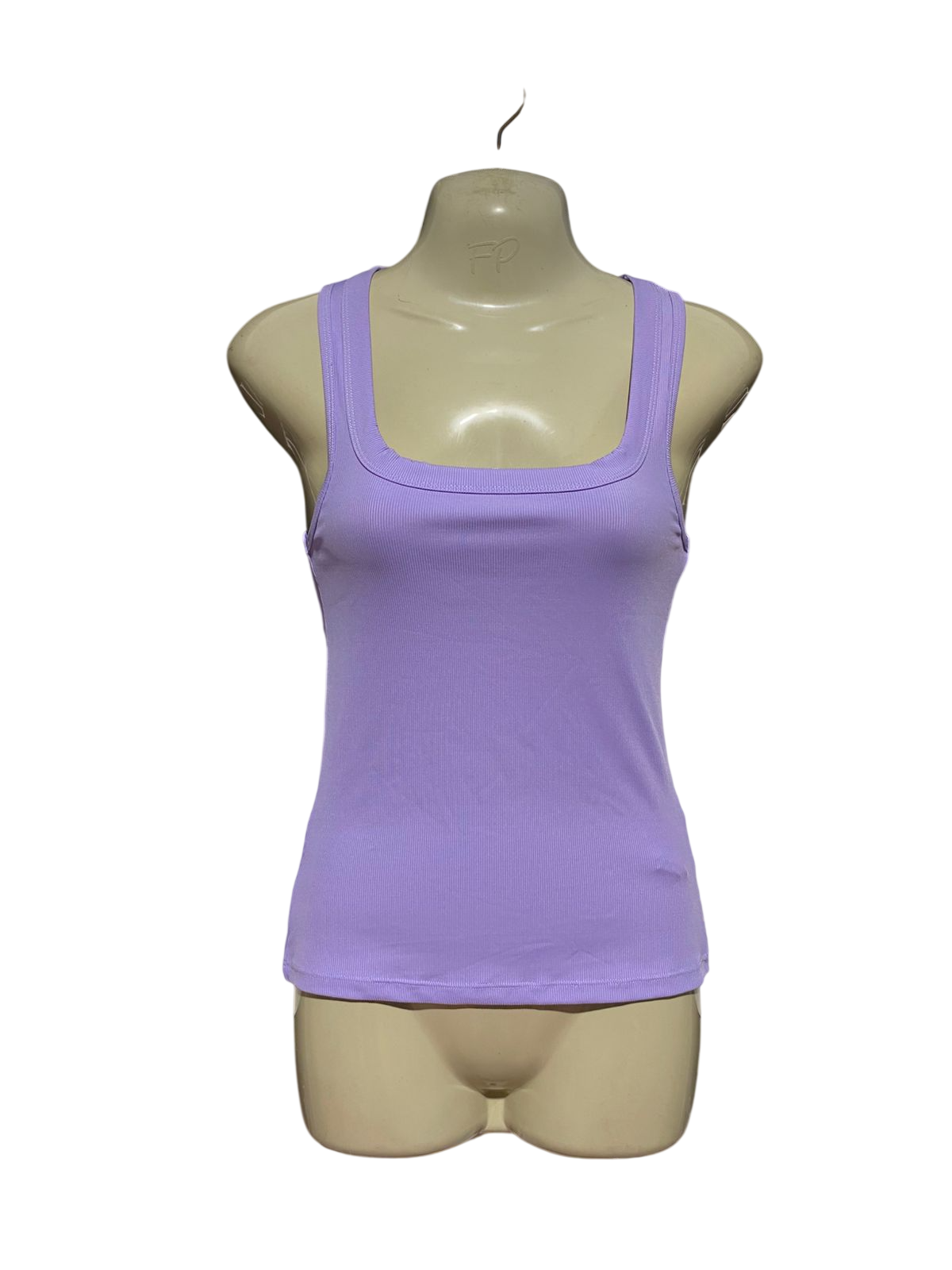 COTTON ON | XS| BUST 15| B43| LILAC PURPLE RIBBED SCOOP SQUARE NECK SLEEVELESS TANK TOP BASIC TEE
