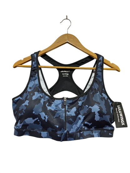 LULUWINGX |L| BUAT 19| B43| BLUE CAMO ZIP FRONT RACERBACK SPORTS BRA