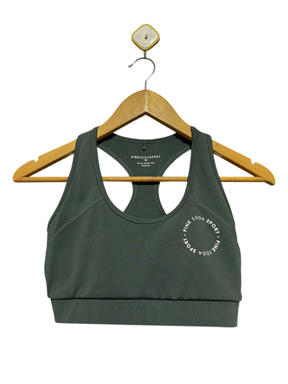 PINK SODA SPORT |S| BUST 14| B43| KHAKI GREEN RACERBACK SPORTS BRA ACTIVEWEAR TOP