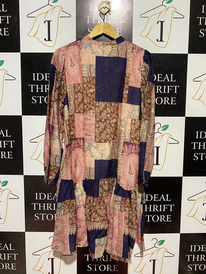 PORTMANS |L| BUST 20| B43| PATCHWORK PRINT BOOHOO BOHO TIERED MINI DRESS