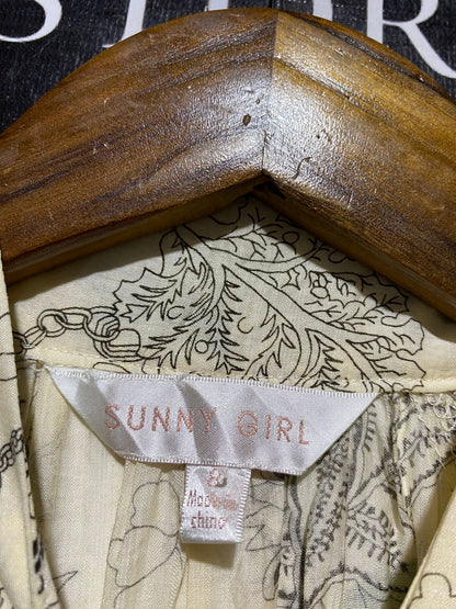 SUNNY GIRL |M| BUST 18| B43| VINTAGE BOHO FLORAL PRINT MOCK NECK BUTTON FRONT MIDI DRESS WITH BELT