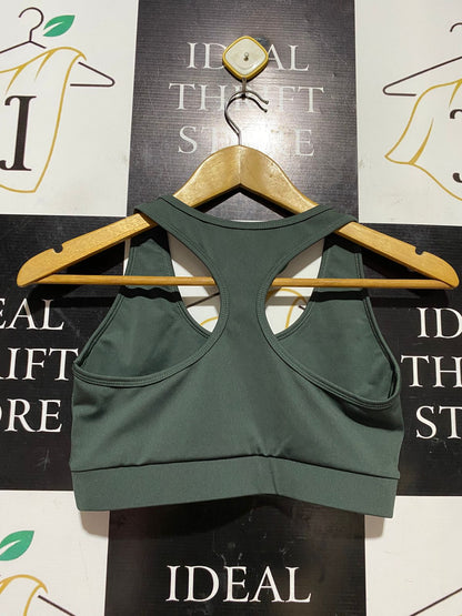 PINK SODA SPORT |S| BUST 14| B43| KHAKI GREEN RACERBACK SPORTS BRA ACTIVEWEAR TOP