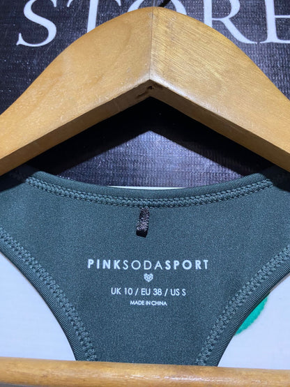 PINK SODA SPORT |S| BUST 14| B43| KHAKI GREEN RACERBACK SPORTS BRA ACTIVEWEAR TOP
