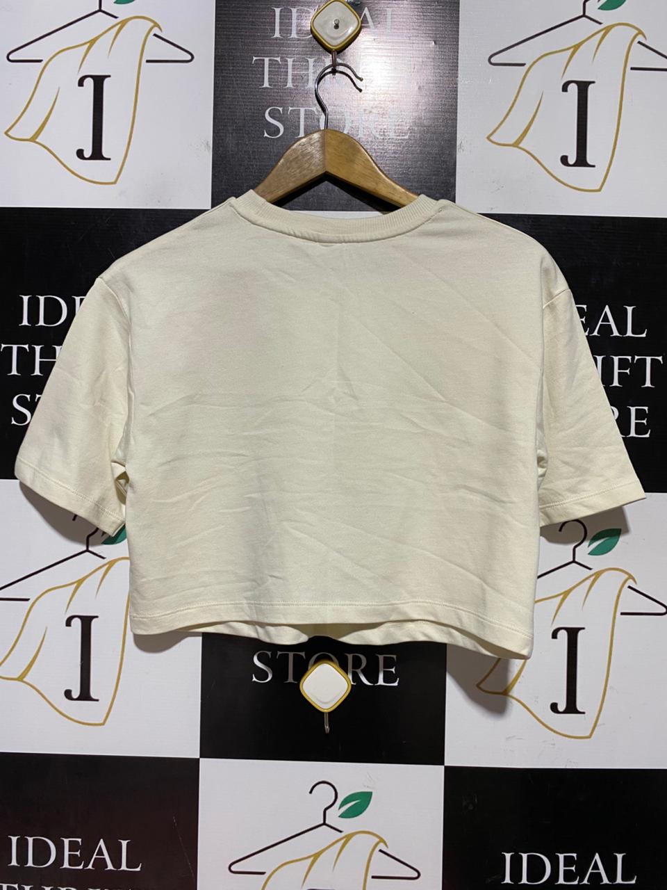 GEORGE |M| BUST 19| B43| CREAM NEW YORK NYC CROP SHORT SLEEVE T-SHIRT
